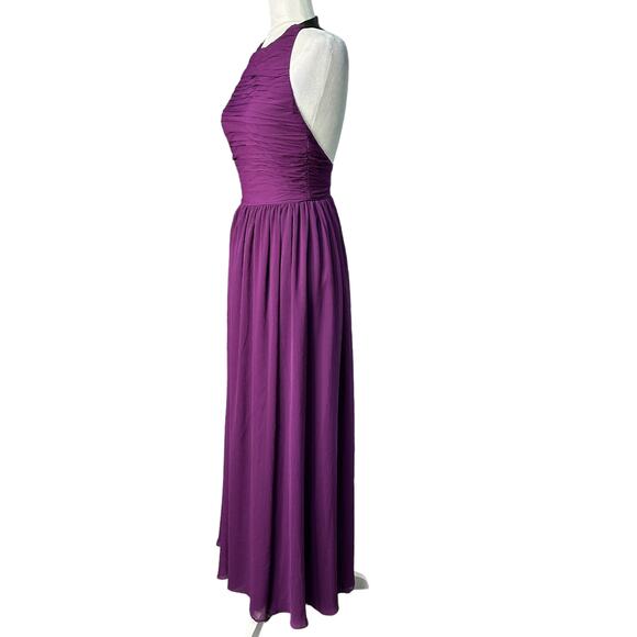 ALICE + OLIVIA Womens 2 Purple Chiffon Sleeveless Runnie Leather Back Maxi Dress - Picture 6 of 12